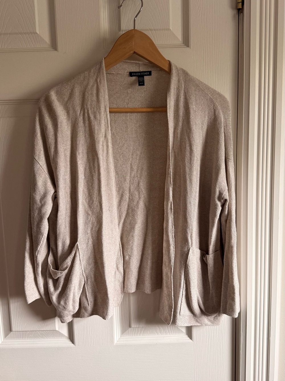 Eileen Fisher Beige Open-Front Women's Cardigan